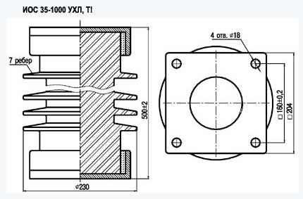 Изоляторы опорные стержневые ИОС 35-1000 УХЛ, Т1