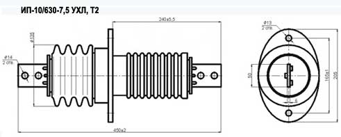 Изоляторы проходного типа ИП-10/630-7,5 УХЛ, Т2